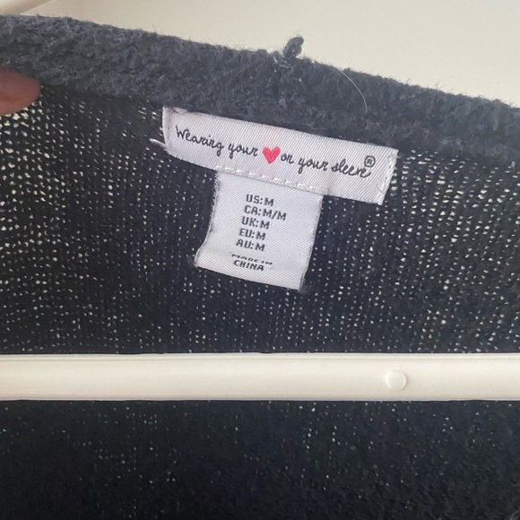 CROPPED WOOL KNIT LONGSLEEVE SWEATER BLACK - Picture 4 of 4